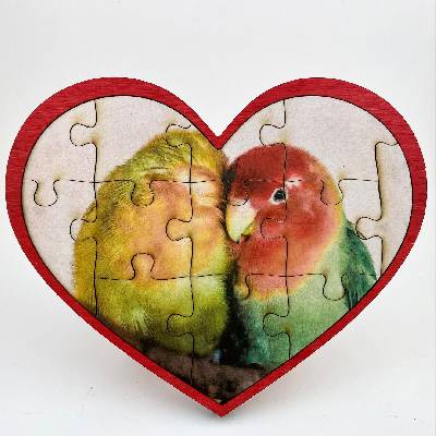 Laser cut heart shape with your picture Puzzle